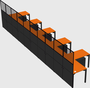 Shared l-shaped cubicle