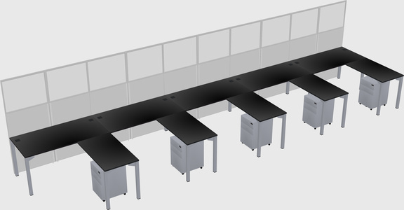 Shared l-shaped cubicle