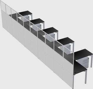 Shared l-shaped cubicle
