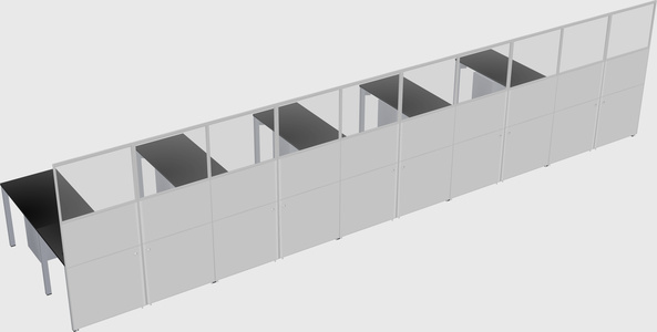 Shared l-shaped cubicle
