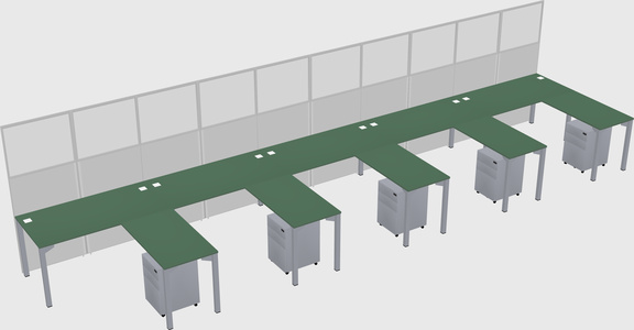 Shared l-shaped cubicle