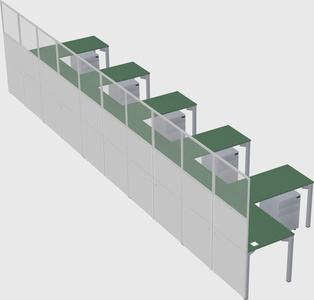 Shared l-shaped cubicle