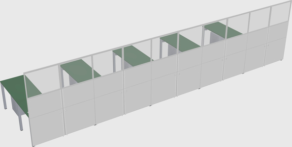 Shared l-shaped cubicle