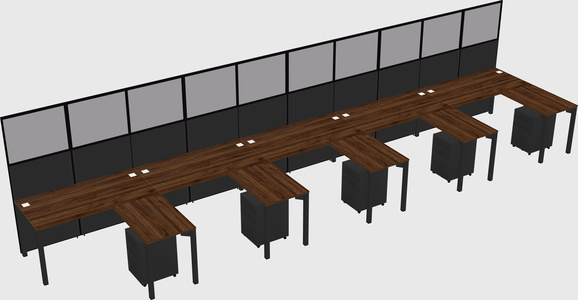 Shared l-shaped cubicle