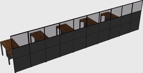 Shared l-shaped cubicle