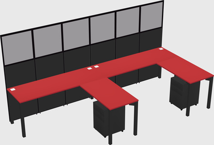 Shared l-shaped cubicle
