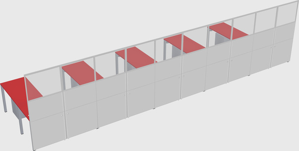 Shared l-shaped cubicle