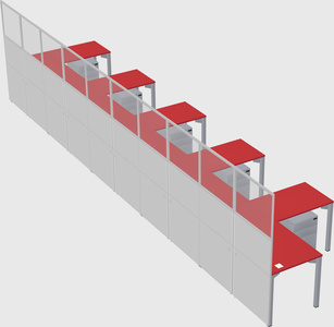 Shared l-shaped cubicle