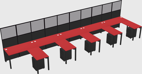 Shared l-shaped cubicle