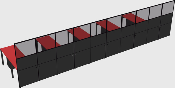 Shared l-shaped cubicle