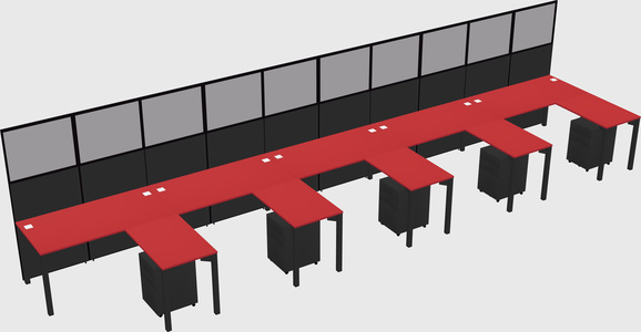 Shared l-shaped cubicle