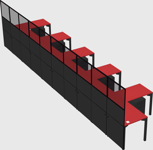 Shared l-shaped cubicle