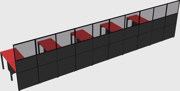 Shared l-shaped cubicle