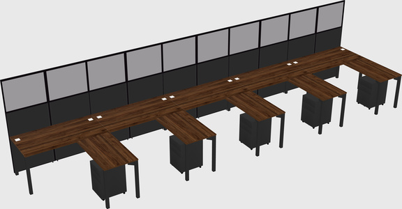 Shared l-shaped cubicle