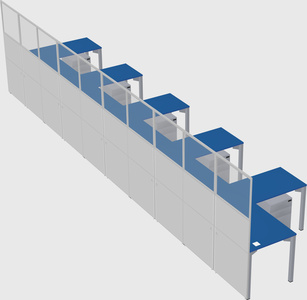 Shared l-shaped cubicle