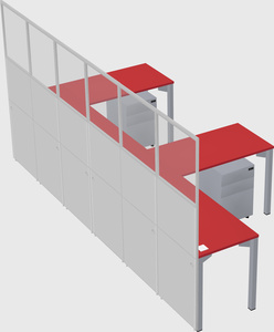 Shared l-shaped cubicle