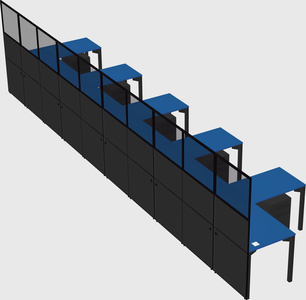 Shared l-shaped cubicle