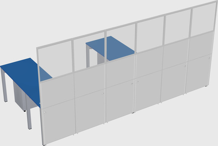 Shared l-shaped cubicle