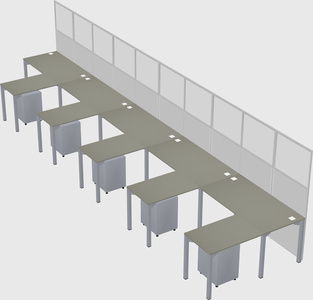 Shared l-shaped cubicle