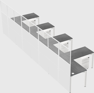 Shared l-shaped cubicle