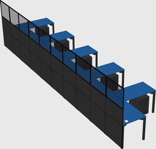 Shared l-shaped cubicle