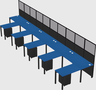 Shared l-shaped cubicle