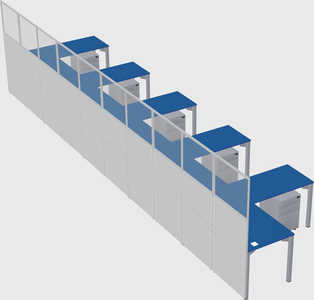 Shared l-shaped cubicle