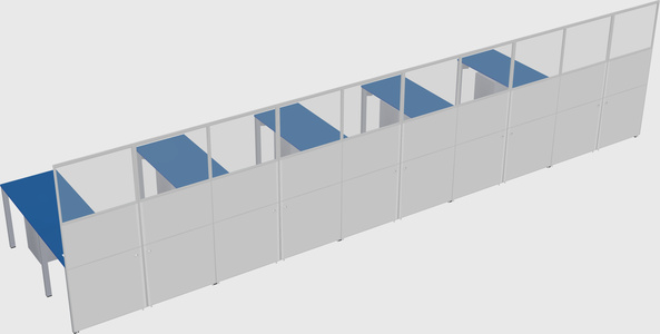 Shared l-shaped cubicle