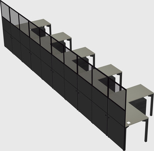 Shared l-shaped cubicle