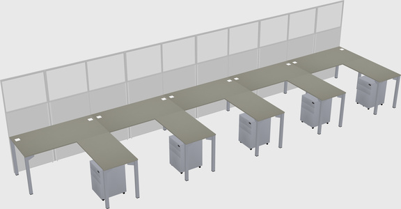 Shared l-shaped cubicle
