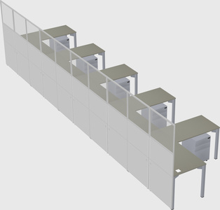 Shared l-shaped cubicle