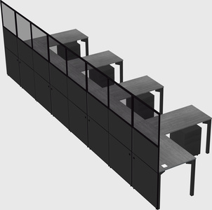 Shared l-shaped cubicle