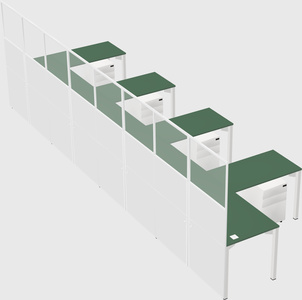 Shared l-shaped cubicle