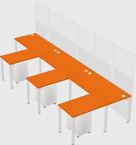 Shared l-shaped cubicle