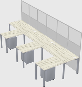 Shared l-shaped cubicle