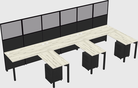 Shared l-shaped cubicle