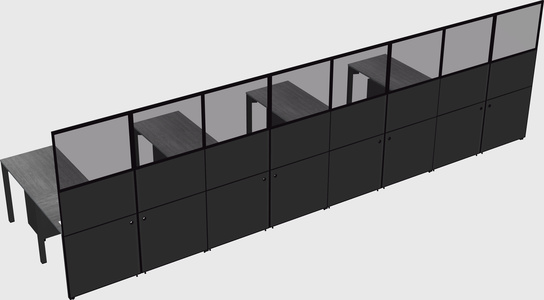 Shared l-shaped cubicle
