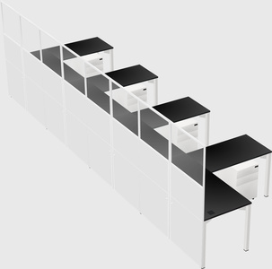 Shared l-shaped cubicle