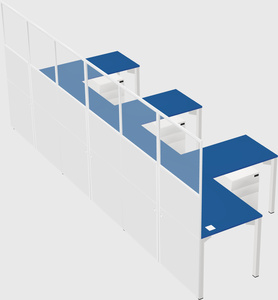 Shared l-shaped cubicle