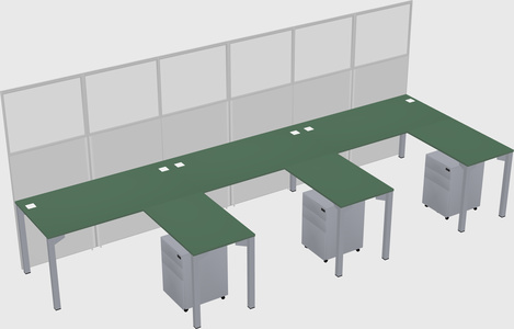 Shared l-shaped cubicle