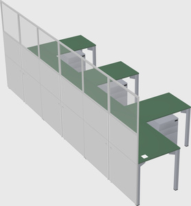 Shared l-shaped cubicle