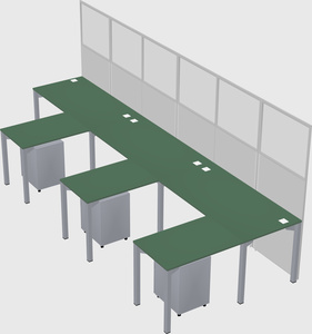 Shared l-shaped cubicle