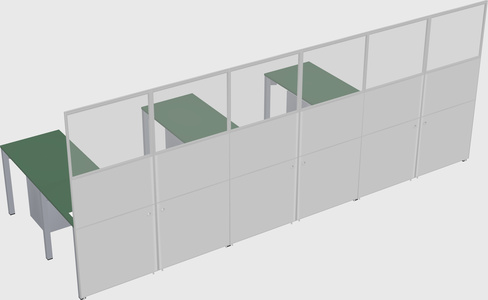 Shared l-shaped cubicle