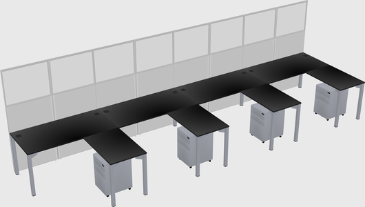 Shared l-shaped cubicle