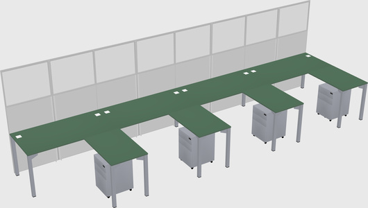 Shared l-shaped cubicle