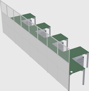 Shared l-shaped cubicle