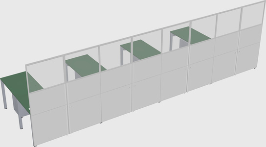 Shared l-shaped cubicle