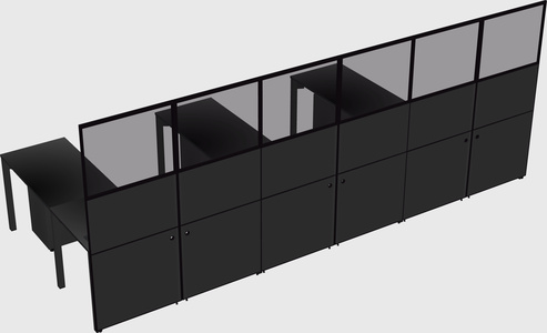 Shared l-shaped cubicle