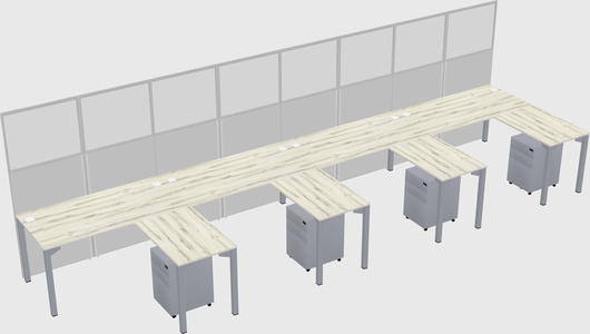 Shared l-shaped cubicle