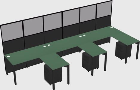 Shared l-shaped cubicle